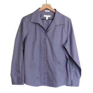 Chico’s Non Iron Button Up Shirt Size 2 - US 12/L Lavender Purple Long Sleeve